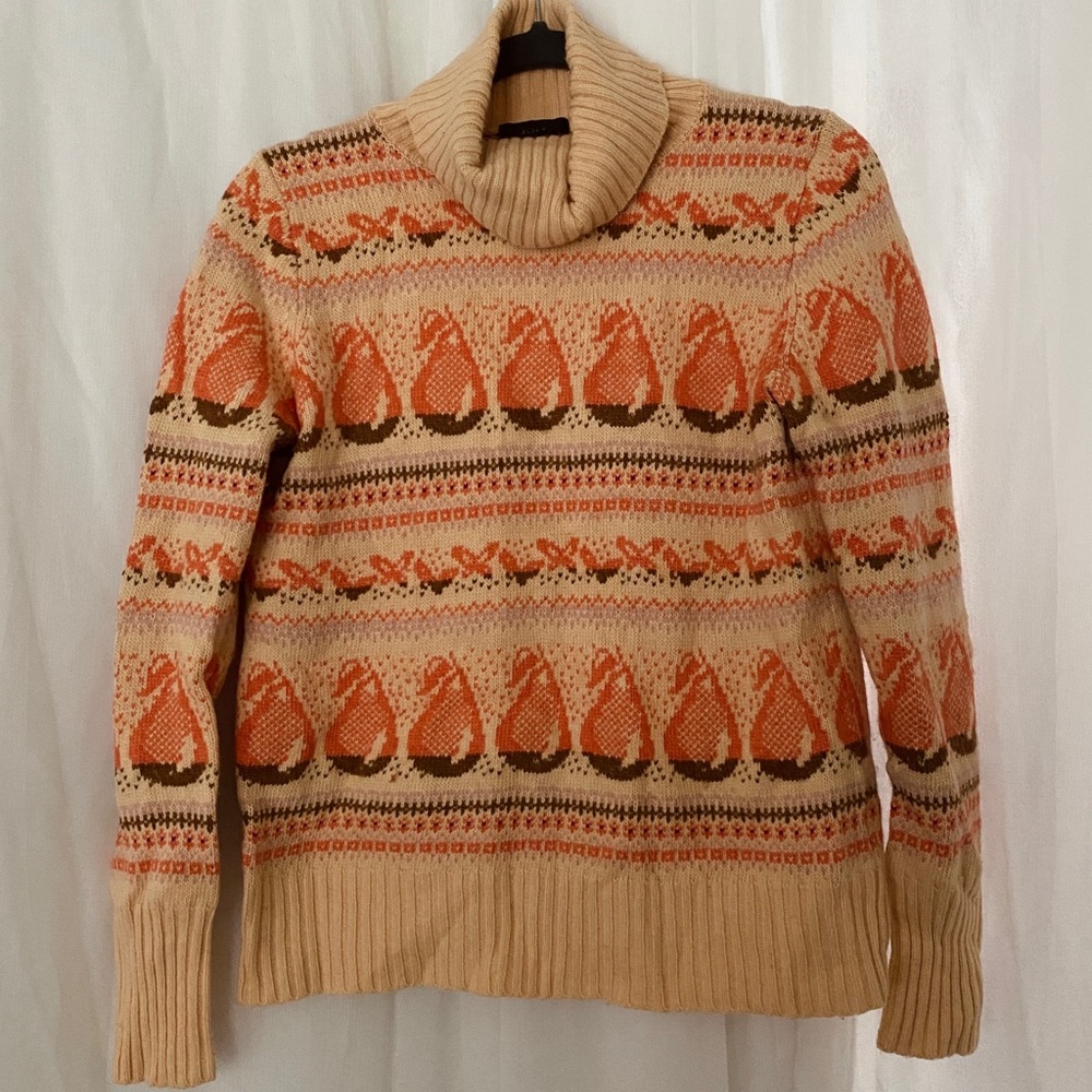 J. CREW Fair Isle Pear Pattern Turtleneck Sweater